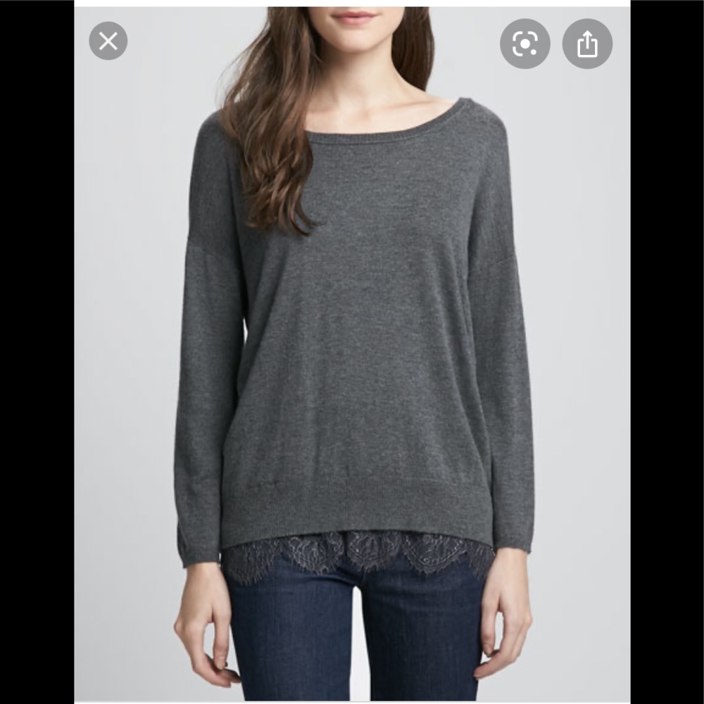Joie | Wool and Cashmere blend ‘Hilano’ Lace Hem Sweater Boat Neck